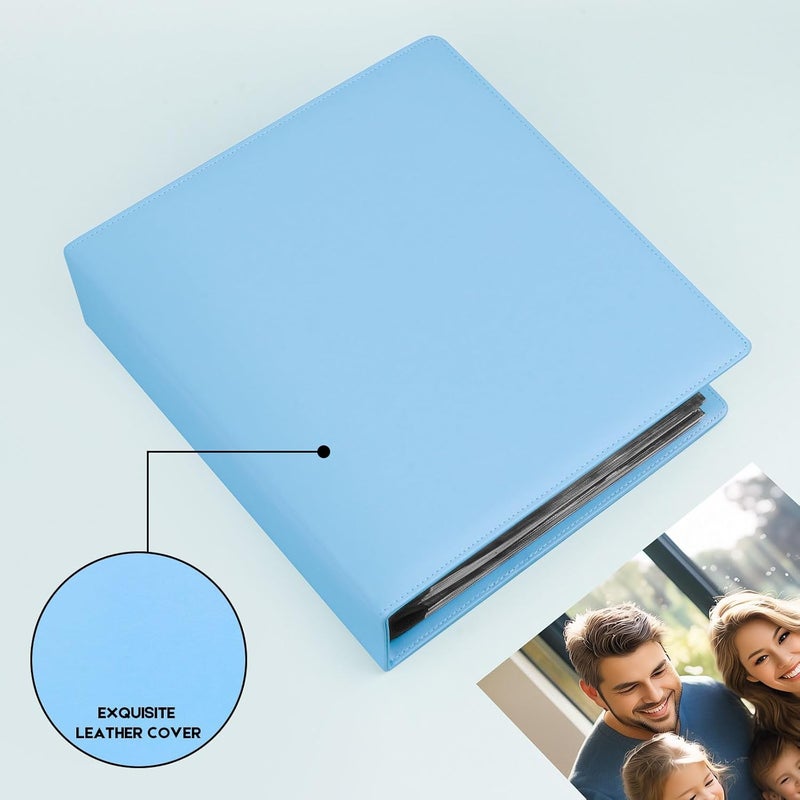 Aevdor 8x10 Photo Album 168 Pockets Holds 168 Photos, Large Capacity Leather Cover Family Wedding Baby Photo Book for 8 x 10 Pictures, Photo Album 8x10 with Black Inner Pages (Blue) - Image 4